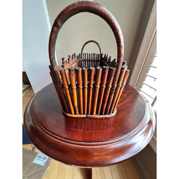 Vintage Jackson & Perkins Bamboo-Style Basket With Handles Handcrafted Design - Picture 2 of 9
